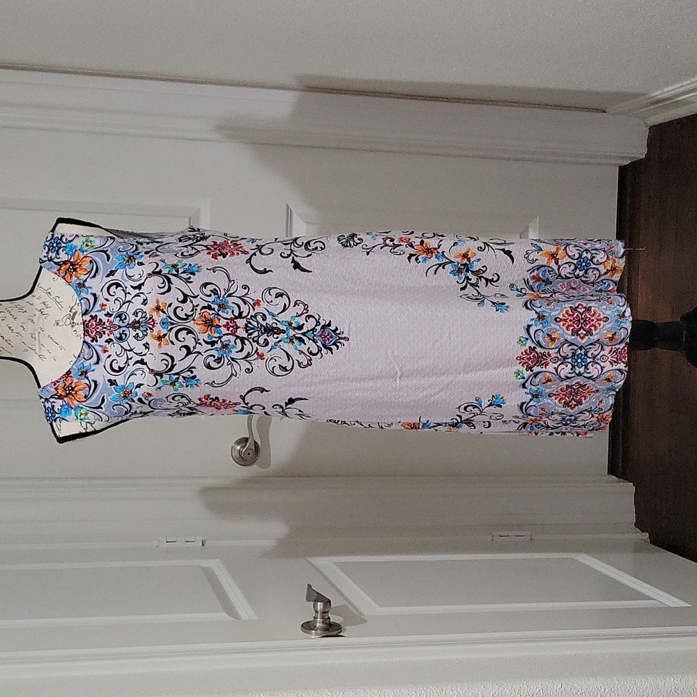 Gray Dress with multi colored print NWT